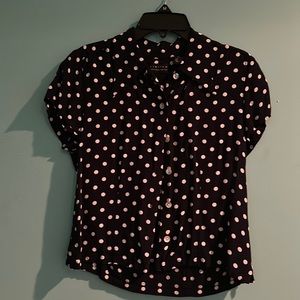Limited women’s blouse. Size XS. Navy with polka dots.